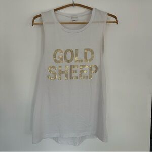 Goldsheep Small Gold and White Muscle Tank